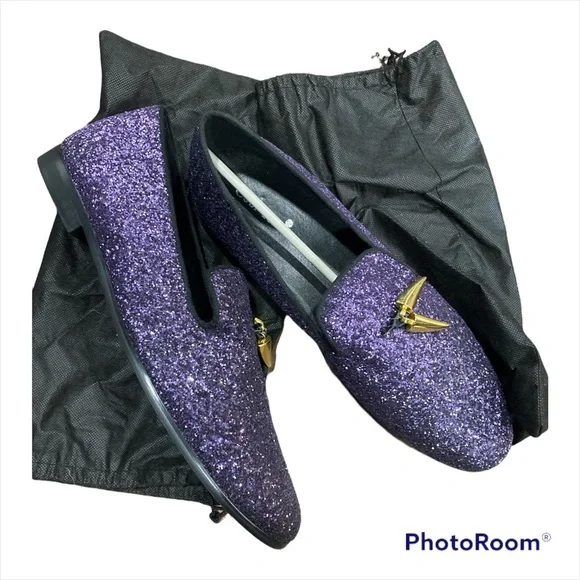 Cool Tiro Men’s EU size: 47 purple glitter tassel swagger loafers - Picture 3 of 9